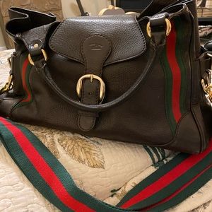 Large Gucci weekender. Black leather. Strap is not real just bag.